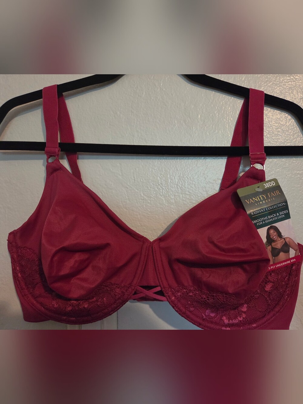 Vanity Fair Deep Burgundy Lace Underwire Bra